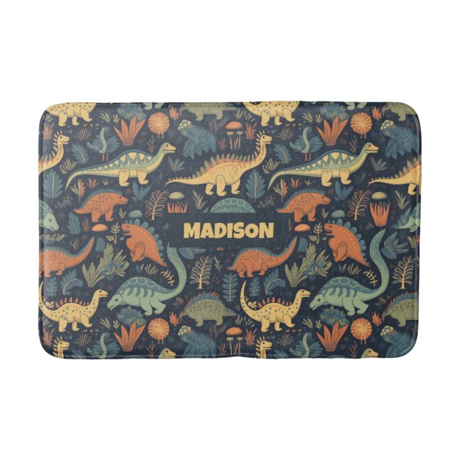Individuelle Name Dinosaur Pattern Badematte (Vorderseite)