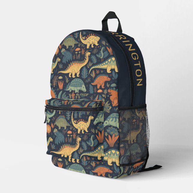 Individuelle Name Dinosaur Pattern Bedruckter Rucksack (Rückseitige Ecke Rechts)