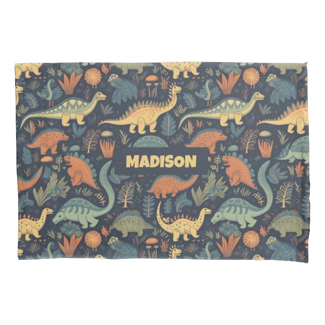 Individuelle Name Dinosaur Pattern Kissenbezug (Vorderseite)