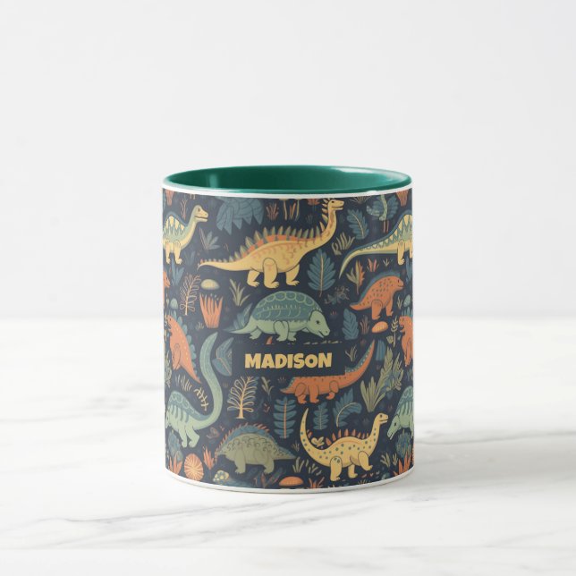 Individuelle Name Dinosaur Pattern Tasse (Zentrum)