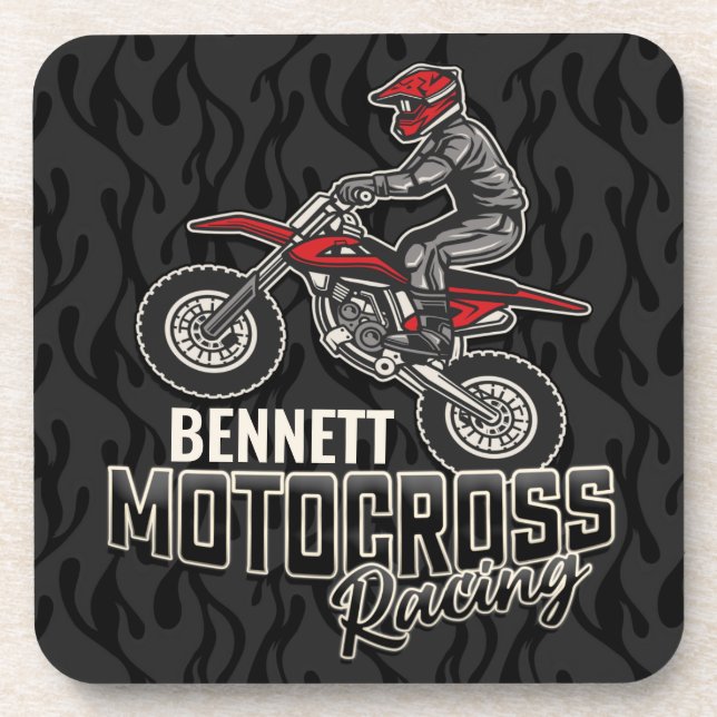 Individuelle Name Dirt Bike Rider Getränkeuntersetzer (Vorderseite)