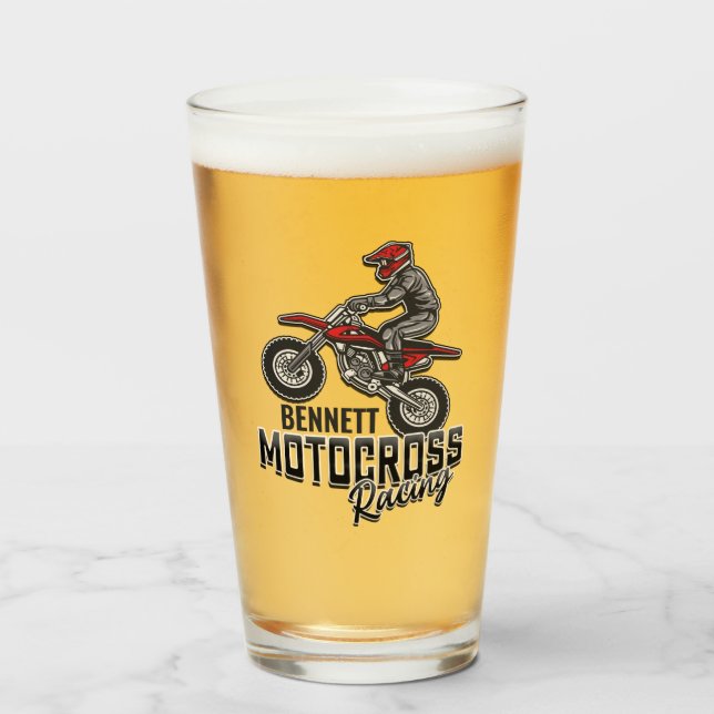 Individuelle Name Dirt Bike Rider Glas (Vorne (Gefüllt))