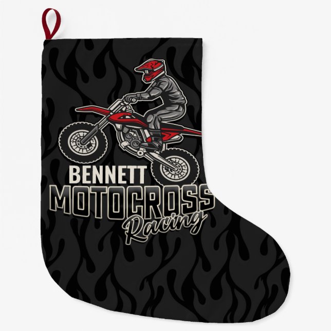 Individuelle Name Dirt Bike Rider Großer Weihnachtsstrumpf (Vorderseite)