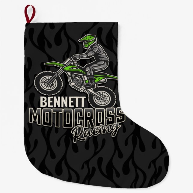 Individuelle Name Dirt Bike Rider Großer Weihnachtsstrumpf (Vorderseite)