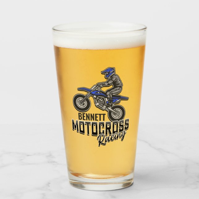 Individuelle Name Dirt Bike Rider Motocross Racing Glas (Vorne (Gefüllt))