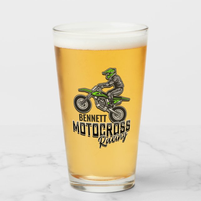 Individuelle Name Dirt Bike Rider Motocross Racing Glas (Vorne (Gefüllt))