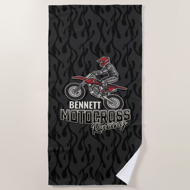 Individuelle Name Dirt Bike Rider Motocross Racing Strandtuch (Vorderseite)