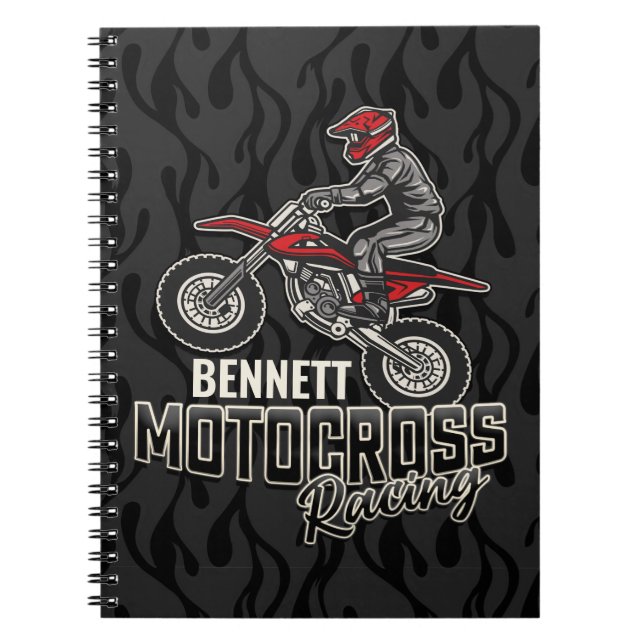 Individuelle Name Dirt Bike Rider Notizblock (Vorderseite)