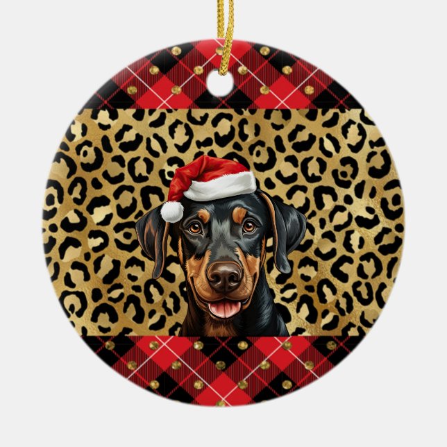 Individuelle Name Doberman Pinscher dog Weihnachts Keramik Ornament (Vorne)
