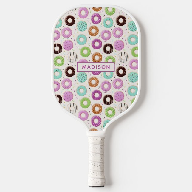 Individuelle Name Donut Pattern Pickleball Schläger (Vorderseite)