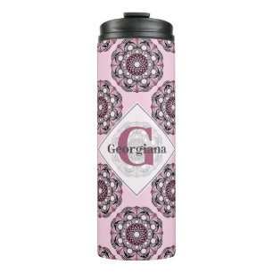 Individuelle Name Dusky Rose Cherry Blossom Dot Ma Thermosbecher