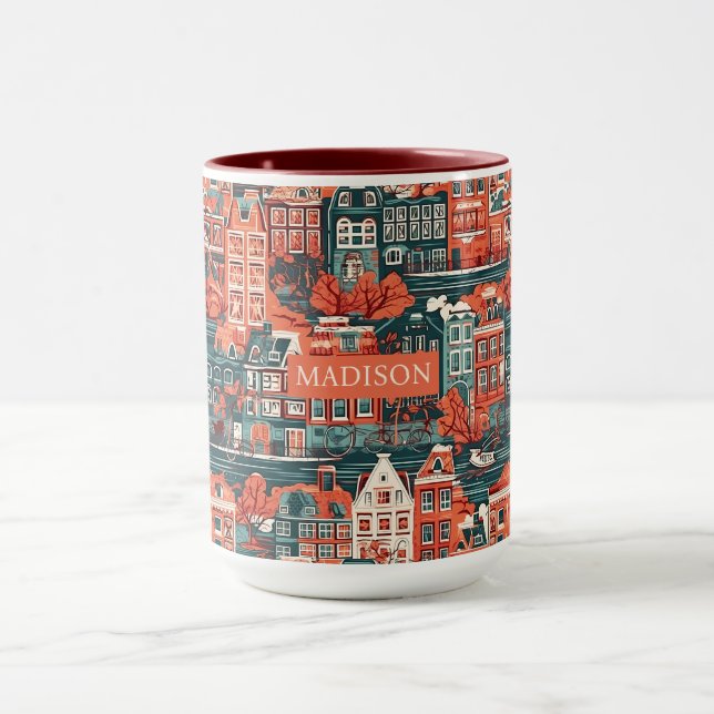 Individuelle Name Dutch Houses Pattern Tasse (Zentrum)