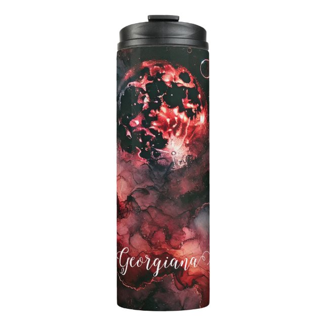 Individuelle Name Eerie Bloomonden Halloween Alkoh Thermosbecher (Vorderseite)