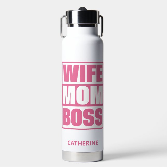 Individuelle Name Ehefrau - Mama - Boss Trinkflasche (Vorderseite)