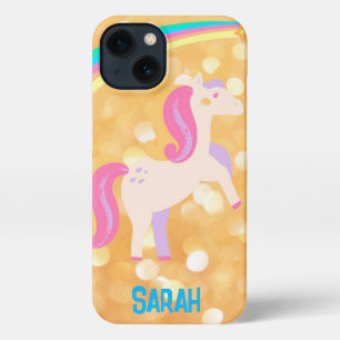 Individuelle Name Einhorndesign - Sparkle Gold Pin iPhone Hülle
