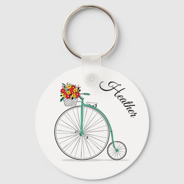 Individuelle Name Einrad Fahrrad Schlüsselanhänger (Vorderseite)