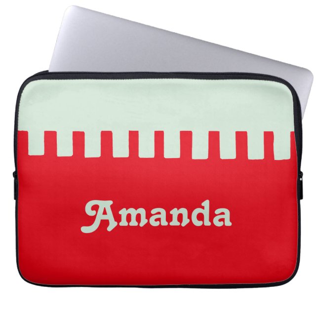 Individuelle Name Einzigartiges rotes Muster Laptopschutzhülle (Vorderseite)