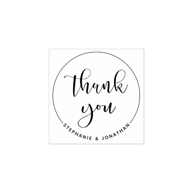 Individuelle Name | Elegant Danke, Script Wedding Gummistempel (Prägung)