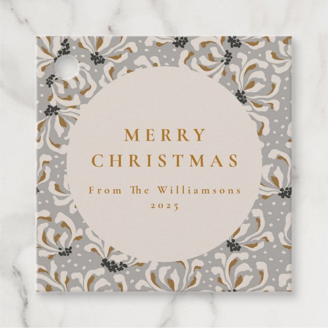 Individuelle Name Elegant Gold Grau Weihnachten Geschenkanhänger (Vorderseite)