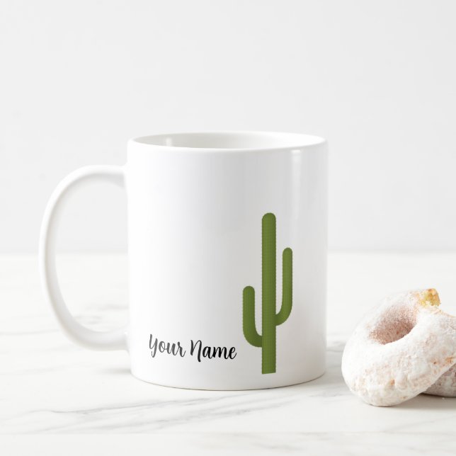 Individuelle Name Elegant Green Cactus Kaffeetasse (Mit Donut)