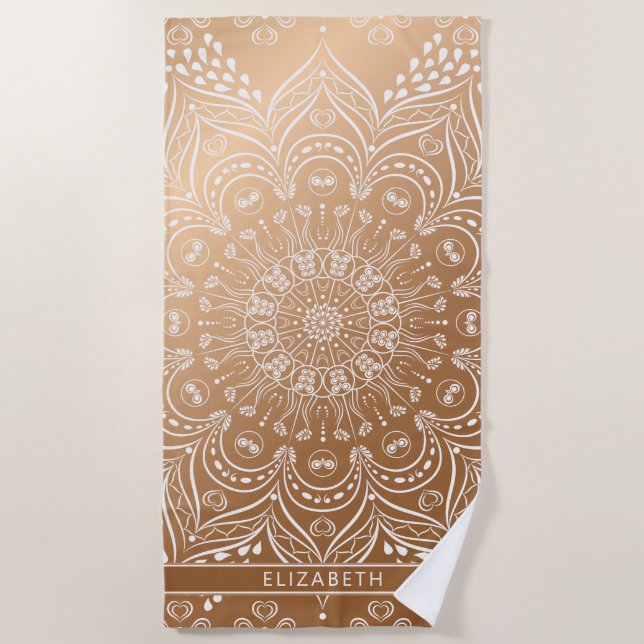 Individuelle Name Elegant Mandala Girly Strandtuch (Vorderseite)