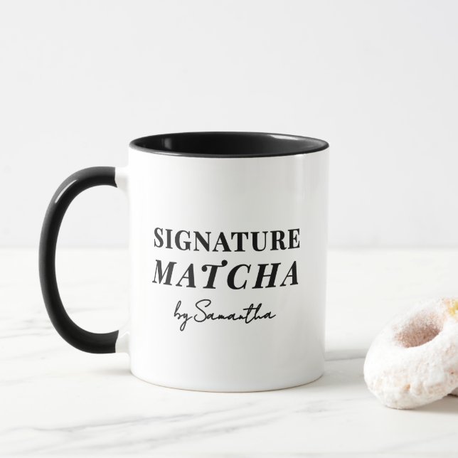 Individuelle Name Elegant Matcha Tea Quote Typogra Tasse (Mit Donut)