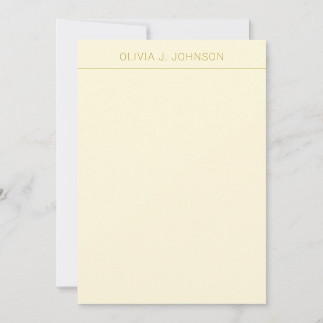 Individuelle Name Elegante Cream Flat Note Card Mitteilungskarte (Vorderseite)