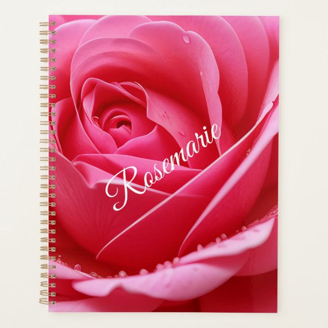Individuelle Name Elegante Rose Blume Planer (Vorderseite)