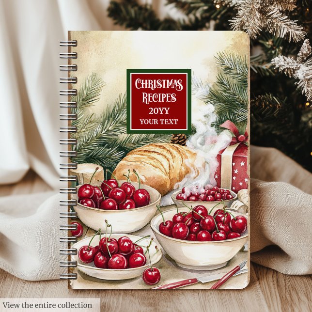 Individuelle Name Elegante Urlaubsrezeption Notebo Notizbuch (Custom Name Elegant Holiday Recipe Notebook Gift)
