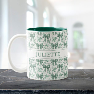 Individuelle Name Elegante Vintage Blumengrün-Böge Zweifarbige Tasse