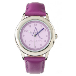 Individuelle Name Eleganto French Lilac Kids Monog Armbanduhr