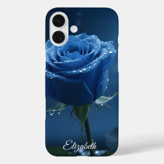 Individuelle Name Enchanted Blue Rose Romantische  iPhone 16 Plus Hülle