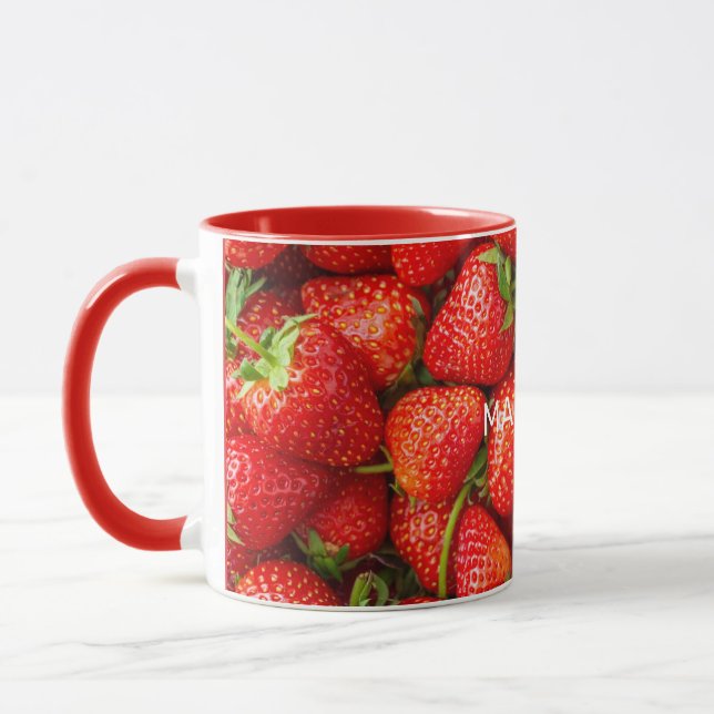 Individuelle Name Erdbeeren Tasse (Links)