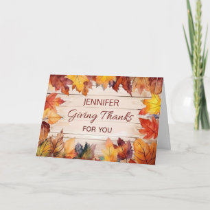 Individuelle Name Erntedank dank Herbst Karte