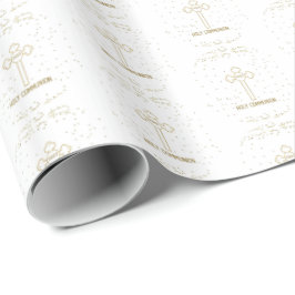 Individuelle Name Erste heilige Kommunion Gold Loo Geschenkpapier