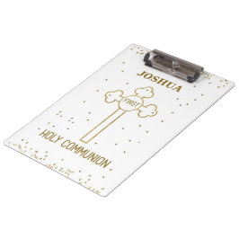 Individuelle Name Erste heilige Kommunion Gold Loo Klemmbrett