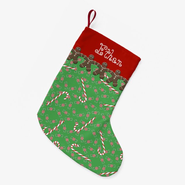 Individuelle Name Ethan Gingerbread Männer Urlaub Kleiner Weihnachtsstrumpf (Vorderansicht (hängend))