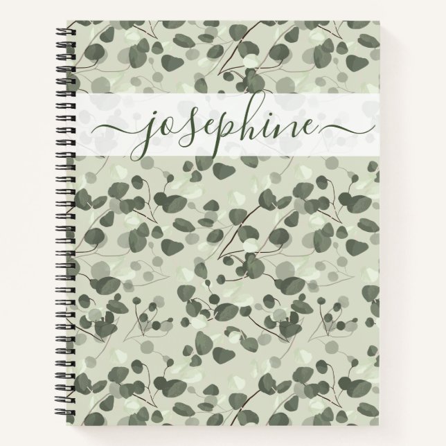 Individuelle Name Eukalyptus-Schrift Notizbuch (Vorderseite)