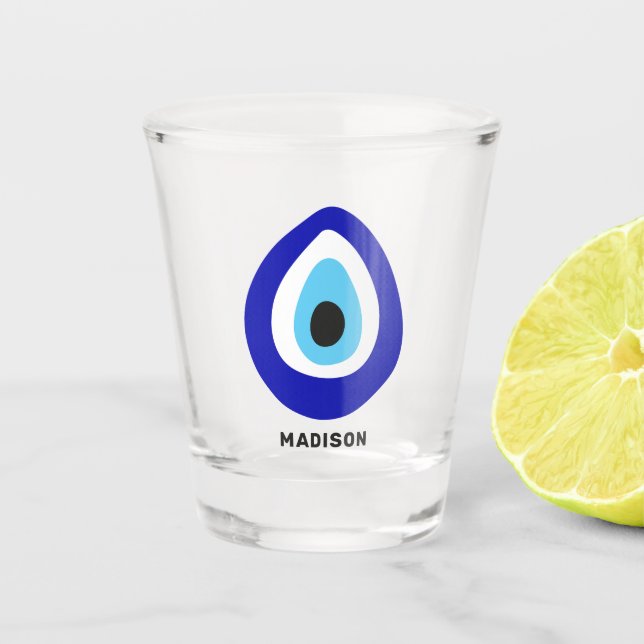 Individuelle Name Evil Eye Nazar Amulet Schnapsglas (Vorderseite)