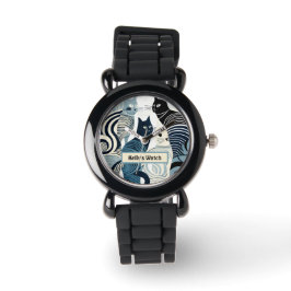 Individuelle Name eWatch, Retro Cat Watch Armbanduhr