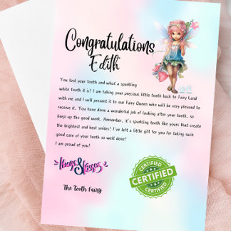 Individuelle Name Fairy Letter Keepake - Für Kinde Einladung
