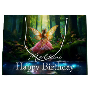 Individuelle Name Fairy Woodland Forest Happy Birt Große Geschenktüte