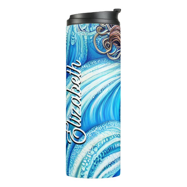 Individuelle Name Fantasy Ocean Wave Goddess Thermosbecher (Nach links gedreht)