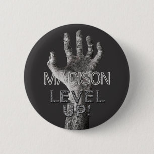 Individuelle Name & Farbe "Level Up"! Zombie Hand- Button