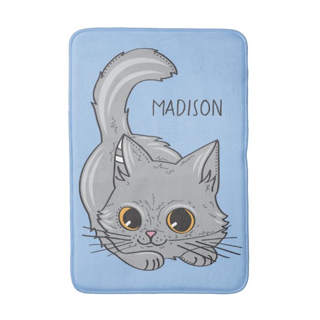 Individuelle Name & Farbe Niedliche Kittenbadermat Badematte (Vorderseite Vertikal)