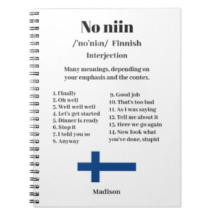 Individuelle Name & Farbe "No niin" Finnisches Spr Notizblock