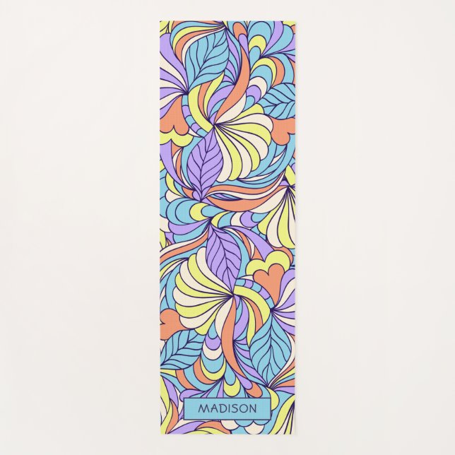 Individuelle Name Farbenfrohe Doodles reversibel Y Yogamatte (Vorderseite)