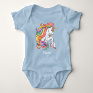 Individuelle Name Farbenfrohe Einhorn Baby Strampler