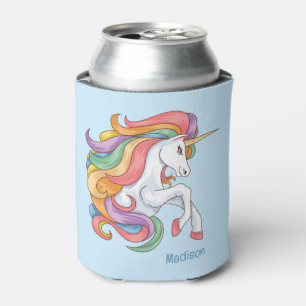 Individuelle Name Farbenfrohe Einhorn Dosenkühler