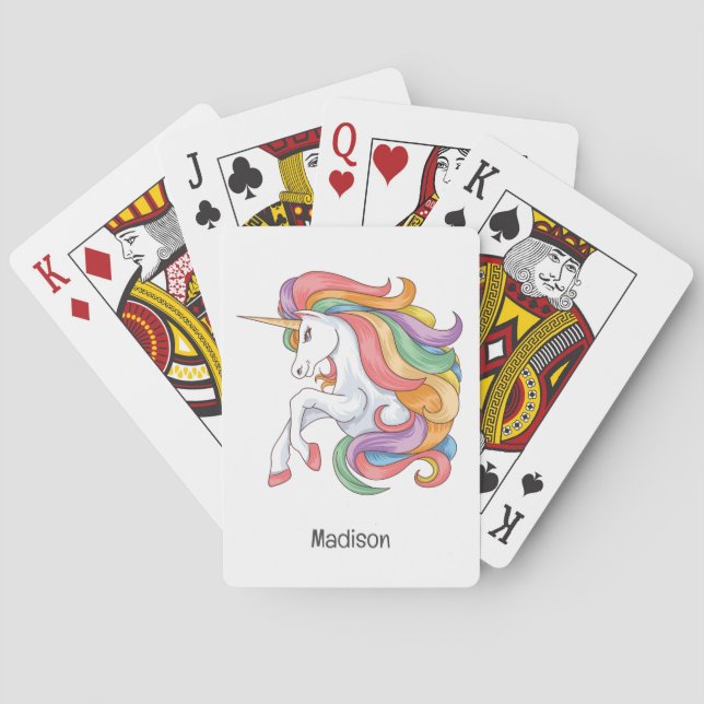 Individuelle Name Farbenfrohe Einhorn Spielkarten (Rückseite)